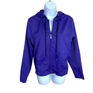 M Vintage Danskin Blue Purple Athletic Windbreaker Jacket Long Sleeve Zip 8 10